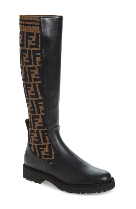 fendi black heel boots|fendi knee high sock boots.